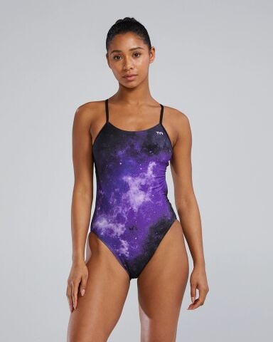 TYR Women's Cutoutfit Swimsuit - Starborne/Purple Kadın Mayosu