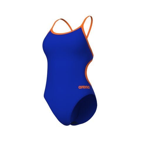 WOMENS SWIMSUIT LACE BACK SOLID NEON BLUE Kadın mayosu