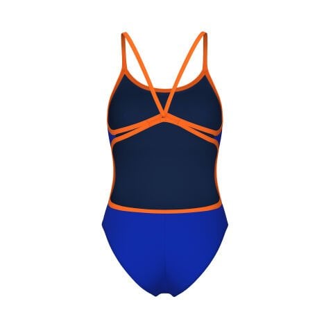 WOMENS SWIMSUIT LACE BACK SOLID NEON BLUE Kadın mayosu