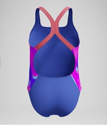 SPEEDO Girls' Digital Printed Powerback Swimsuit Pink/Blue