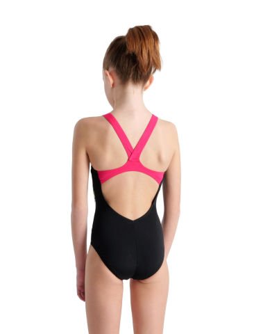 GIRL'S SWIMSUIT V BACK PLACEMENT KIZ ÇOCUK YÜZÜCÜ MAYOSU/BLACK-FREAK ROSE