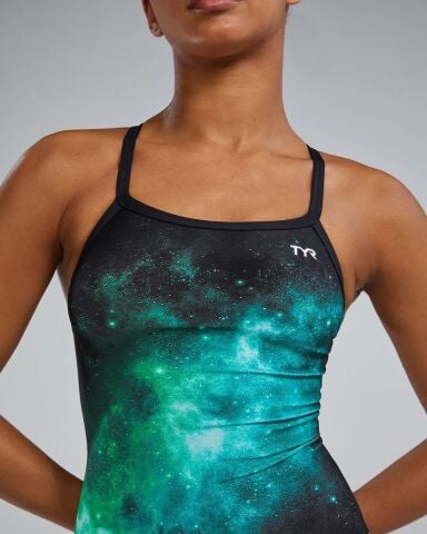 TYR Women's Diamondfit Swimsuit - Starborne/GREEN Kadın Mayosu