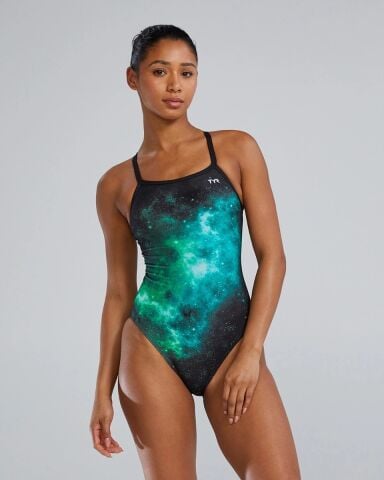 TYR Women's Diamondfit Swimsuit - Starborne/GREEN Kadın Mayosu
