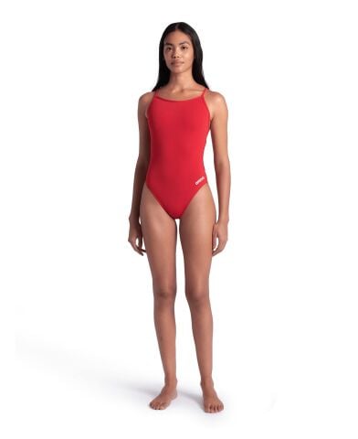 WOMENS SWIMSUIT LACEBACK SOLID red Kadın Mayosu
