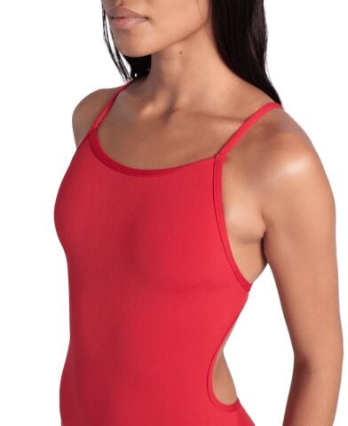 WOMENS SWIMSUIT LACEBACK SOLID red Kadın Mayosu