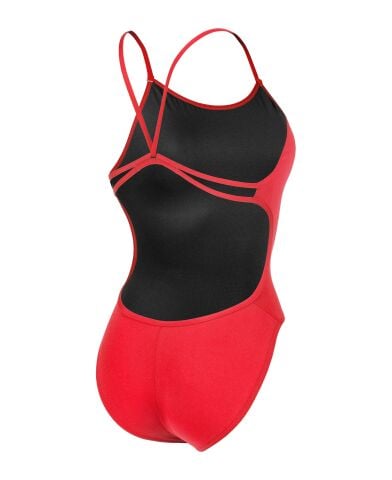 WOMENS SWIMSUIT LACEBACK SOLID red Kadın Mayosu