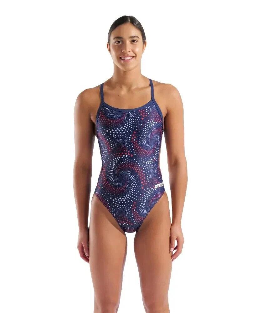 WOMEN'S ARENA FIREFLOW SWIMSUIT CHALLENGE BACK/NAVY TEAM REDWHITEBLUE