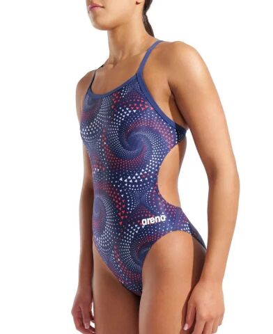WOMEN'S ARENA FIREFLOW SWIMSUIT CHALLENGE BACK/NAVY TEAM REDWHITEBLUE