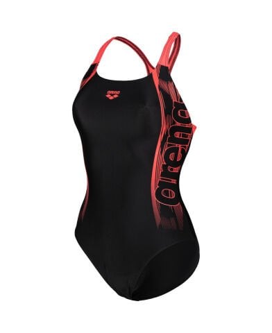 WOMENS SWIM PRO BACK GRAPHIC KADIN YÜZÜCÜ MAYOSU/BLACK RED