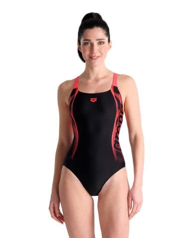 WOMENS SWIM PRO BACK GRAPHIC KADIN YÜZÜCÜ MAYOSU/BLACK RED