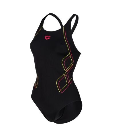 ARENA WOMENS SWIMSUIT V BACK GRAPHIC KADIN YÜZÜCÜ MAYOSU /BLACK-FRESIA