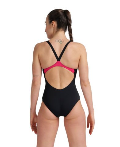 ARENA WOMENS SWIMSUIT V BACK GRAPHIC KADIN YÜZÜCÜ MAYOSU /BLACK-FRESIA