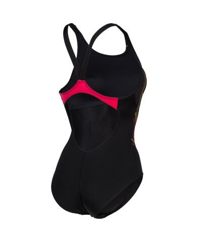 ARENA WOMENS SWIMSUIT V BACK GRAPHIC KADIN YÜZÜCÜ MAYOSU /BLACK-FRESIA