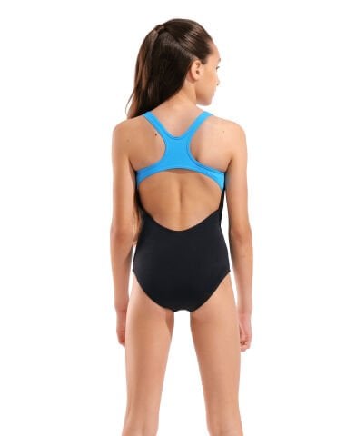 G Arena Graphic Swimsuit Swim Pro Back Black Kız Çocuk Mayosu