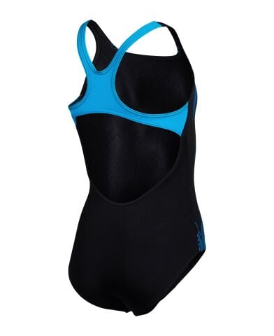 G Arena Graphic Swimsuit Swim Pro Back Black Kız Çocuk Mayosu