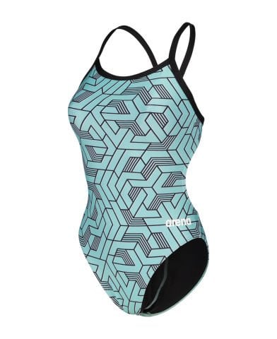 WOMENS ARENA ESCAPE CHALLENGE BACK/BLACK-WATER BLUE MULTI KADIN MAYOSU