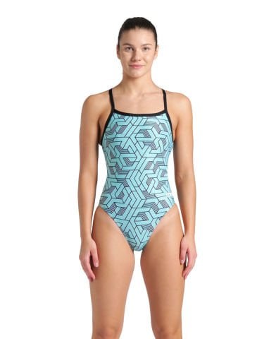 WOMENS ARENA ESCAPE CHALLENGE BACK/BLACK-WATER BLUE MULTI KADIN MAYOSU