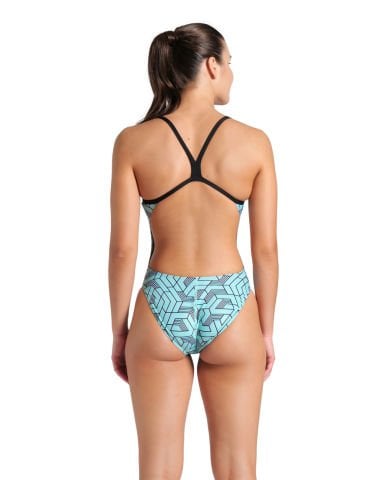 WOMENS ARENA ESCAPE CHALLENGE BACK/BLACK-WATER BLUE MULTI KADIN MAYOSU
