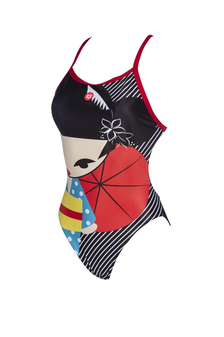 W CRAZY KOKESHI LIGHTECH BACK KADIN YÜZÜCÜ MAYOSU / BLACK-RED (F32/12-13, F34/14-15 YAS KARŞILIĞIDIR.)