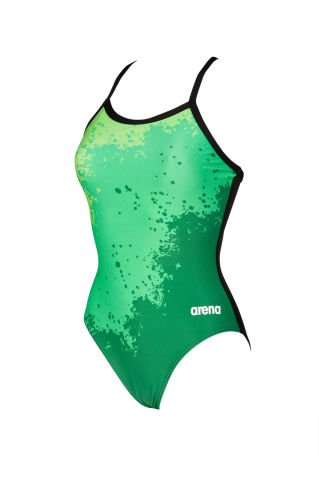 W SPRAYPAINT LIGHT DROP BACK KADIN YÜZÜCÜ MAYOSU /  GREEN-BLACK  ( F32/12-13, F34/14-15 YAŞ KARŞILIĞIDIR.)