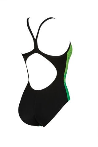 W SPRAYPAINT LIGHT DROP BACK KADIN YÜZÜCÜ MAYOSU /  GREEN-BLACK  ( F32/12-13, F34/14-15 YAŞ KARŞILIĞIDIR.)