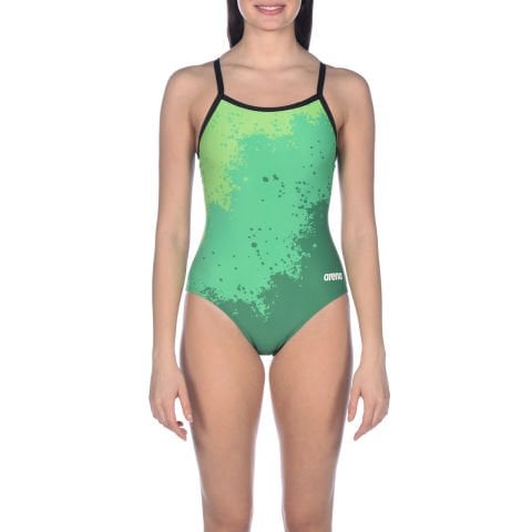 W SPRAYPAINT LIGHT DROP BACK KADIN YÜZÜCÜ MAYOSU /  GREEN-BLACK  ( F32/12-13, F34/14-15 YAŞ KARŞILIĞIDIR.)