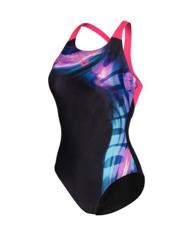 WOMENS ARENA DREAMHLINE SWIMSUIT V BACK/BLACK-SHOCKING PINK KADIN MAYOSU