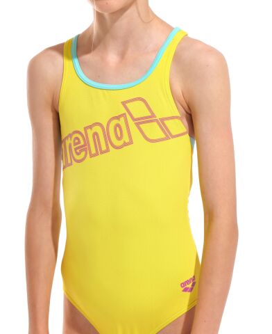 Girls Arena Logo Swimsuit Swim Pro Yellow Star-Water Kız Çocuk Mayosu