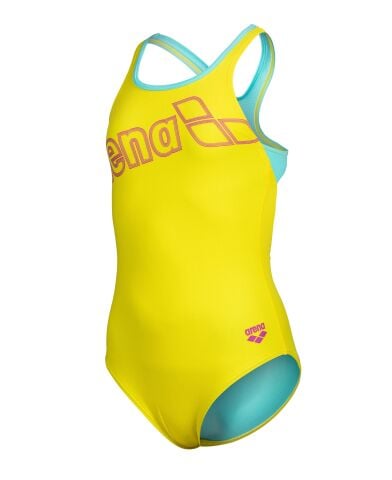Girls Arena Logo Swimsuit Swim Pro Yellow Star-Water Kız Çocuk Mayosu