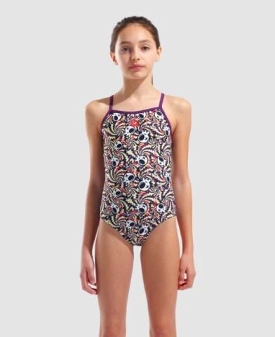 GIRL'S ARENA FUN SKULLS SWIMSUIT LIGHTDROP BACK L