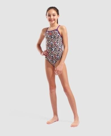 GIRL'S ARENA FUN SKULLS SWIMSUIT LIGHTDROP BACK L