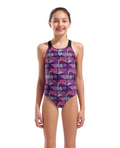 GIRL'S ARENA CANDIES SWIMSUIT SWIM PRO BACK L/MULTI BLACK