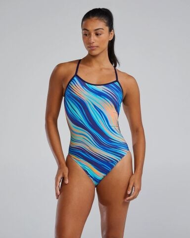 TYR Women's Trinityfit Swimsuit - Riptidal/TEAL-ORANGE Kadın Mayosu