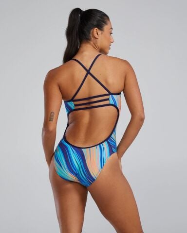 TYR Women's Trinityfit Swimsuit - Riptidal/TEAL-ORANGE Kadın Mayosu