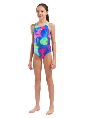 GIRL'S ARENA SPRAY PAINT SWIMSUIT SWIM PRO BACK/NAVY WATER
