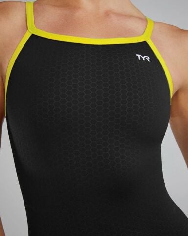 TYR Women's Diamondfit Swimsuit - Hexa BLACK-GOLD Kadın Mayosu