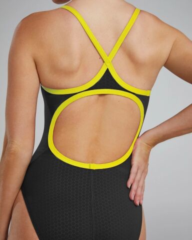 TYR Women's Diamondfit Swimsuit - Hexa BLACK-GOLD Kadın Mayosu