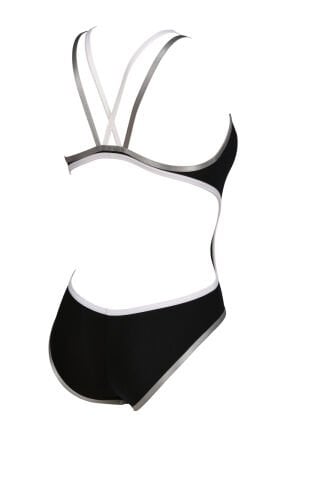 W ARENA ONE DOUBLE CROSS BACK KADIN YÜZÜCÜ MAYOSU / BLACK-WHITE-SILVER