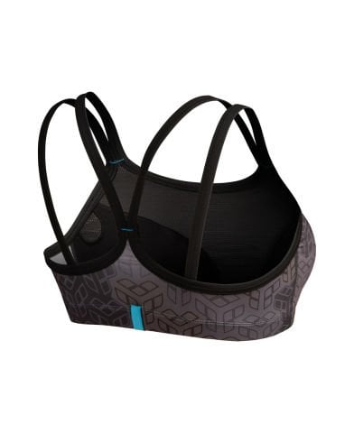 WOMENS BRA TOP ALLOVER PRINT/BLACK MULTI-BLACK FITNESS BÜSTİYERİ
