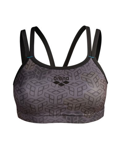 WOMENS BRA TOP ALLOVER PRINT/BLACK MULTI-BLACK FITNESS BÜSTİYERİ