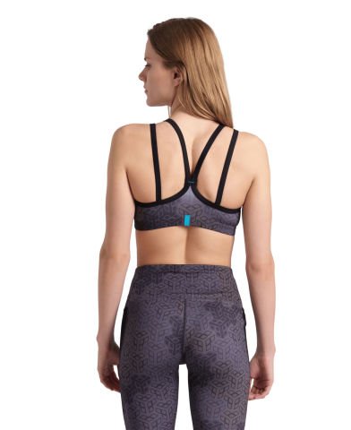 WOMENS BRA TOP ALLOVER PRINT/BLACK MULTI-BLACK FITNESS BÜSTİYERİ