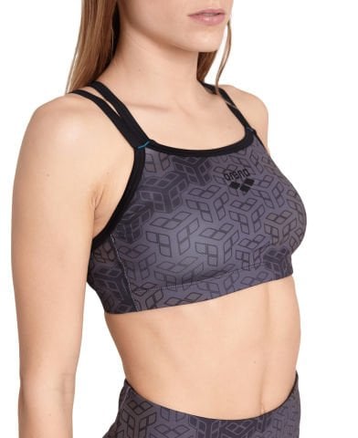 WOMENS BRA TOP ALLOVER PRINT/BLACK MULTI-BLACK FITNESS BÜSTİYERİ
