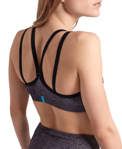 WOMENS BRA TOP ALLOVER PRINT/BLACK MULTI-BLACK FITNESS BÜSTİYERİ