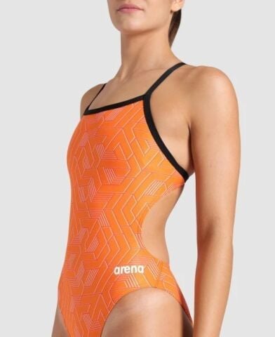 WOMEN'S ARENA ESCAPE SWIMSUIT CHALLENGE BACK/BLACK-TEAM ORANGE