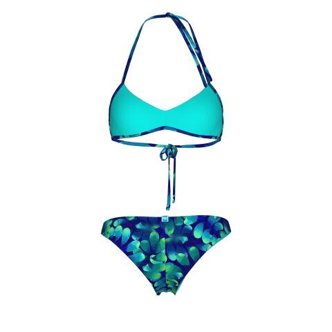 W ARENA WATER PRINTS BIKINI BANDEAU LEAF Kadın Bikini Takımı
