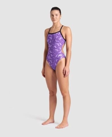 WOMEN'S ARENA ESCAPE SWIMSUIT CHALLENGE BACK/BLACK TEAM PURPLE